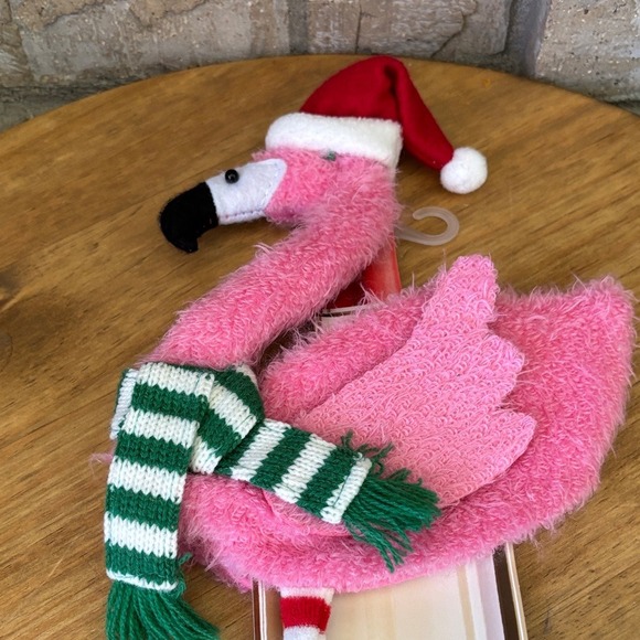 Festive Pink Christmas Flamingo Wine Cover 16" by St. Nicholas Square NEW - Picture 8 of 13